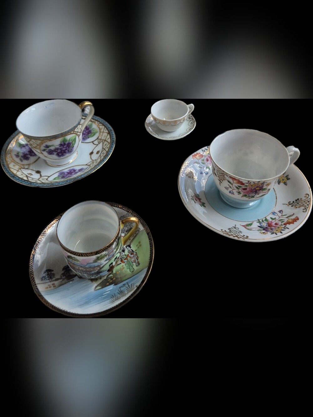 4 Vintage Occupied Japan Mini Demitasse Cup Saucer Sets